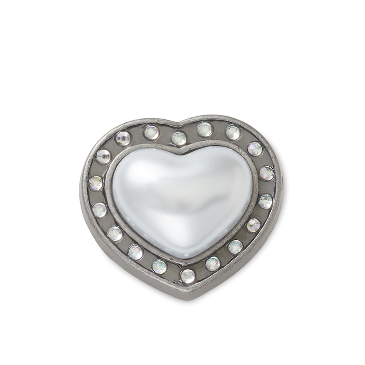 JIBBITZ™ SILVER PEARL HEART GEM