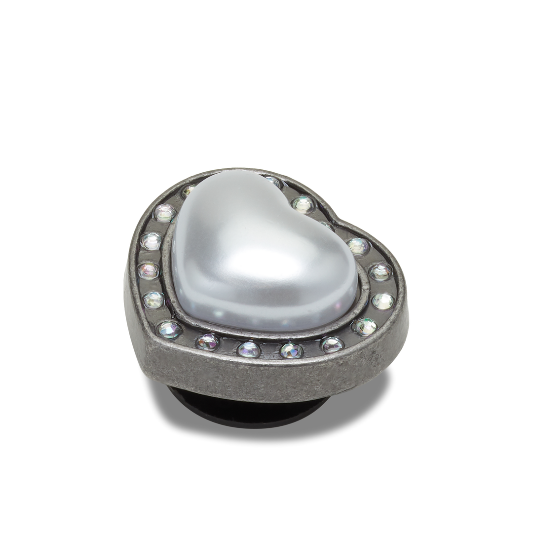 JIBBITZ™ SILVER PEARL HEART GEM