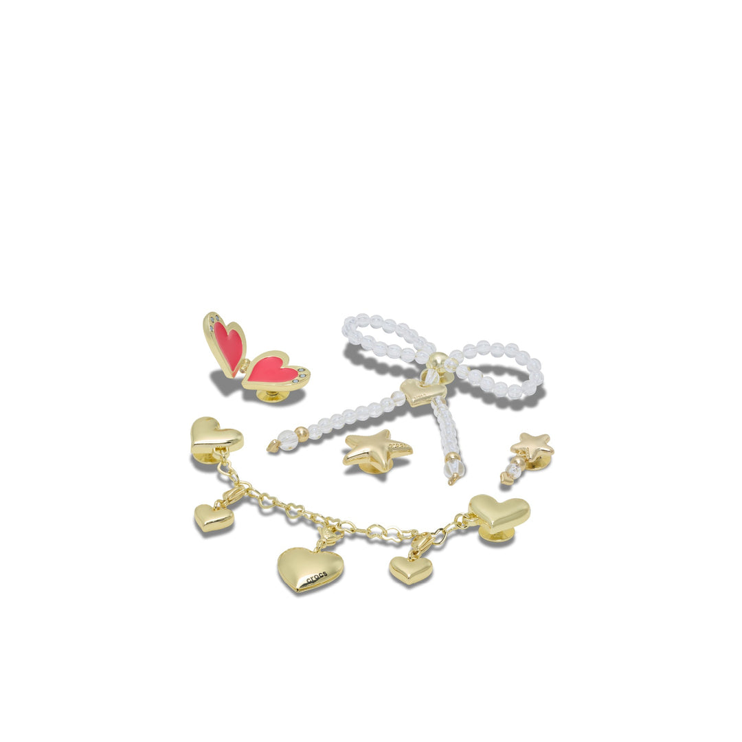 ตัวติดรองเท้า JIBBITZ™ GOLD HEARTS AND STARS 5 PACK