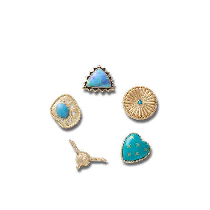 ตัวติดรองเท้า JIBBITZ™ GOLD TURQUOISE WESTERN 5 PACK