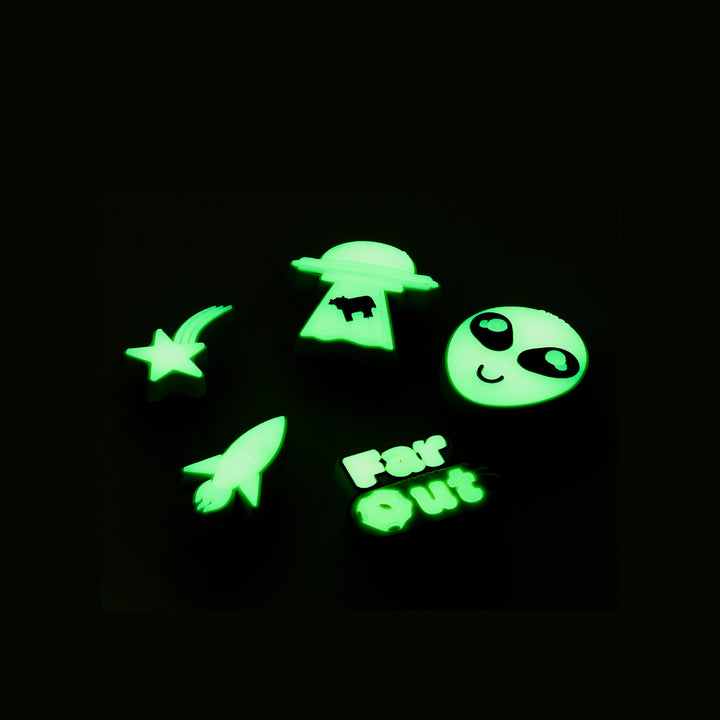 ตัวติดรองเท้า JIBBITZ™ GLOWINTHEDARK ROCKETSHIP 5 PACK