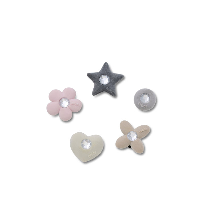 ตัวติดรองเท้า JIBBITZ™ RHINESTONE FLOCKED SHAPES 5 PACK