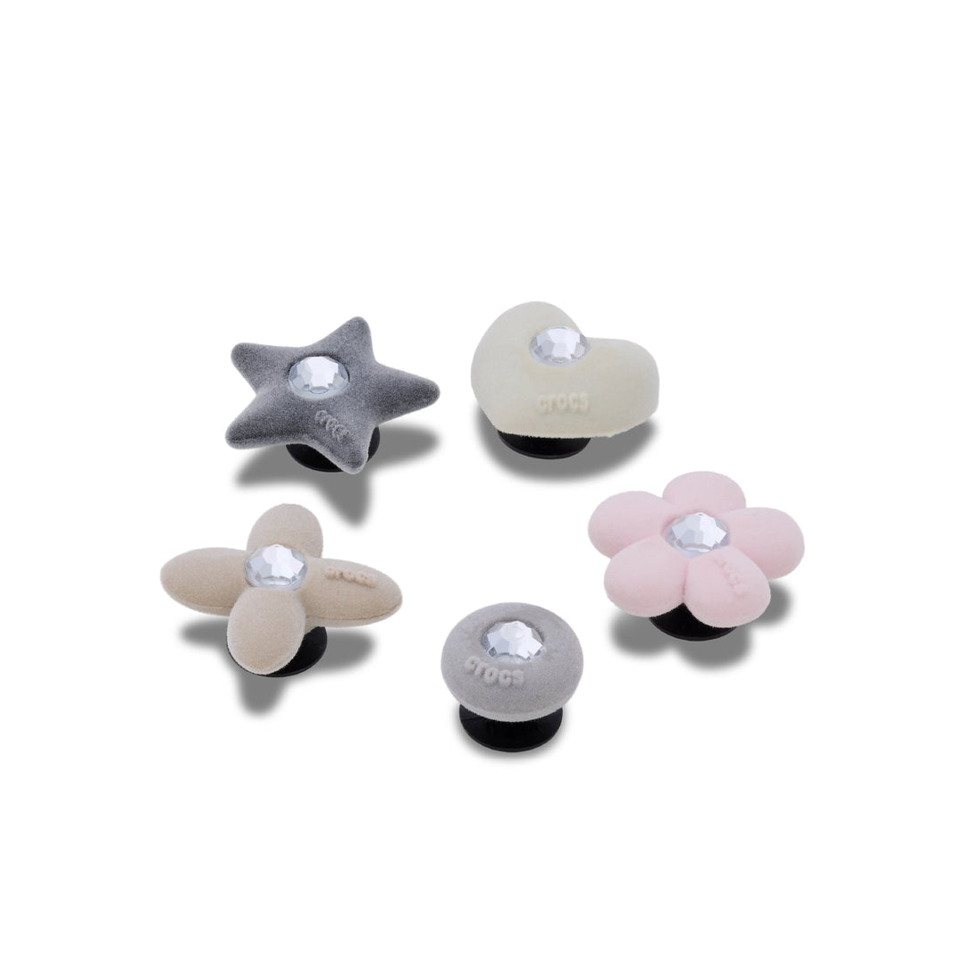 ตัวติดรองเท้า JIBBITZ™ RHINESTONE FLOCKED SHAPES 5 PACK